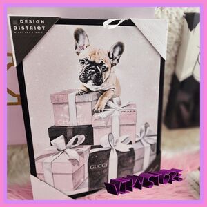 💕 NWT Design District Fashion Wall Decor Frenchie Boxer 14x8 Art Piece 💕